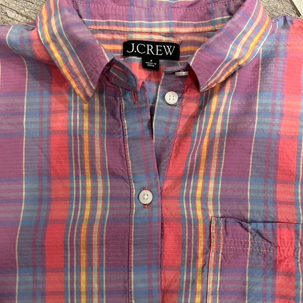 Re-imagined by J.Crew Plaid Button Down Shirt Cotton and Modal Women's Size 8 - Picture 6 of 8